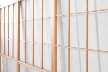 ヴィンテージ建具　昭和後期　上品な桟組みが引き立つ雪見障子戸4枚セット　(R-086565)