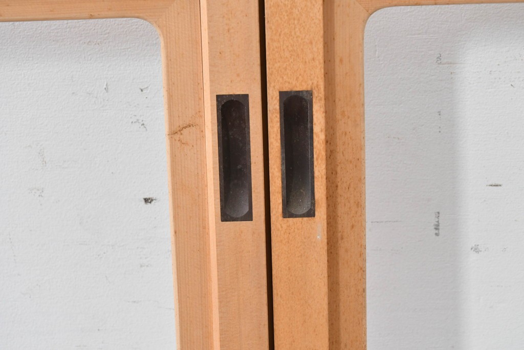 ヴィンテージ建具　昭和後期　上品な桟組みが引き立つ雪見障子戸4枚セット　(R-086565)