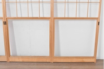 ヴィンテージ建具　昭和後期　上品な桟組みが引き立つ雪見障子戸4枚セット　(R-086565)