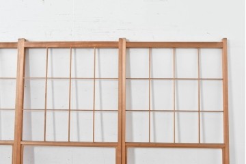 ヴィンテージ建具　昭和後期　上品な桟組みが引き立つ雪見障子戸4枚セット　(R-086566)