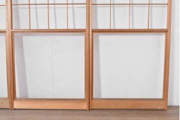 ヴィンテージ建具　昭和後期　上品な桟組みが引き立つ雪見障子戸4枚セット　(R-086566)