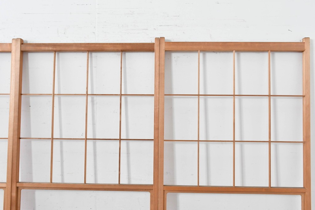 ヴィンテージ建具　昭和後期　上品な桟組みが引き立つ雪見障子戸4枚セット　(R-086566)