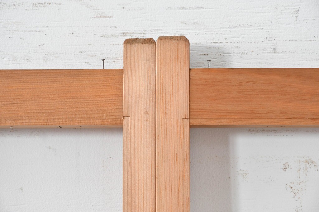 ヴィンテージ建具　昭和後期　上品な桟組みが引き立つ雪見障子戸4枚セット　(R-086567)