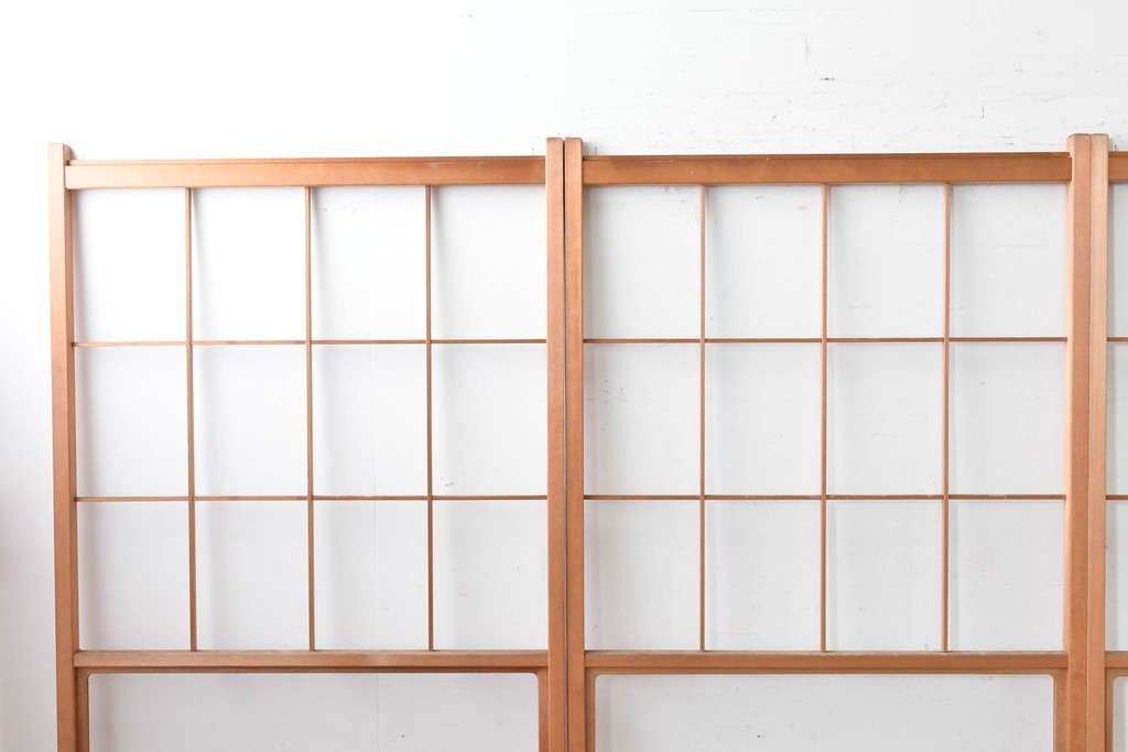 ヴィンテージ建具　昭和後期　上品な桟組みが引き立つ雪見障子戸4枚セット　(R-086567)