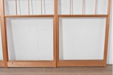 ヴィンテージ建具　昭和後期　上品な桟組みが引き立つ雪見障子戸4枚セット　(R-086567)