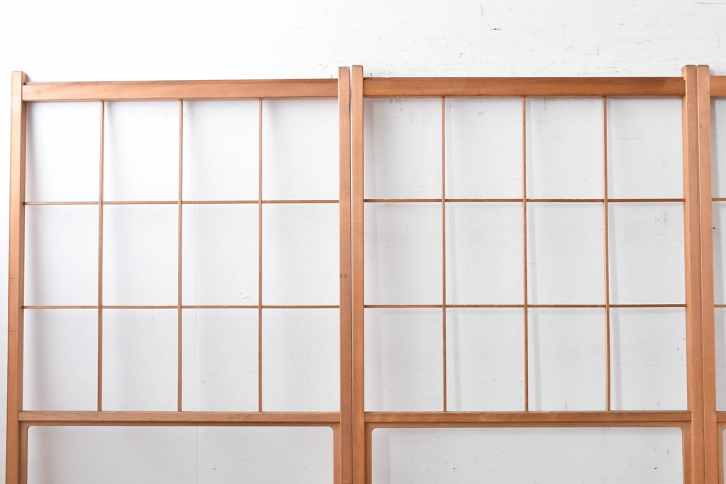 ヴィンテージ建具　昭和後期　上品な桟組みが引き立つ雪見障子戸4枚セット　(R-086568)