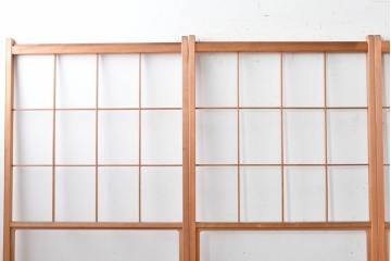 ヴィンテージ建具　昭和後期　上品な桟組みが引き立つ雪見障子戸4枚セット　(R-086568)