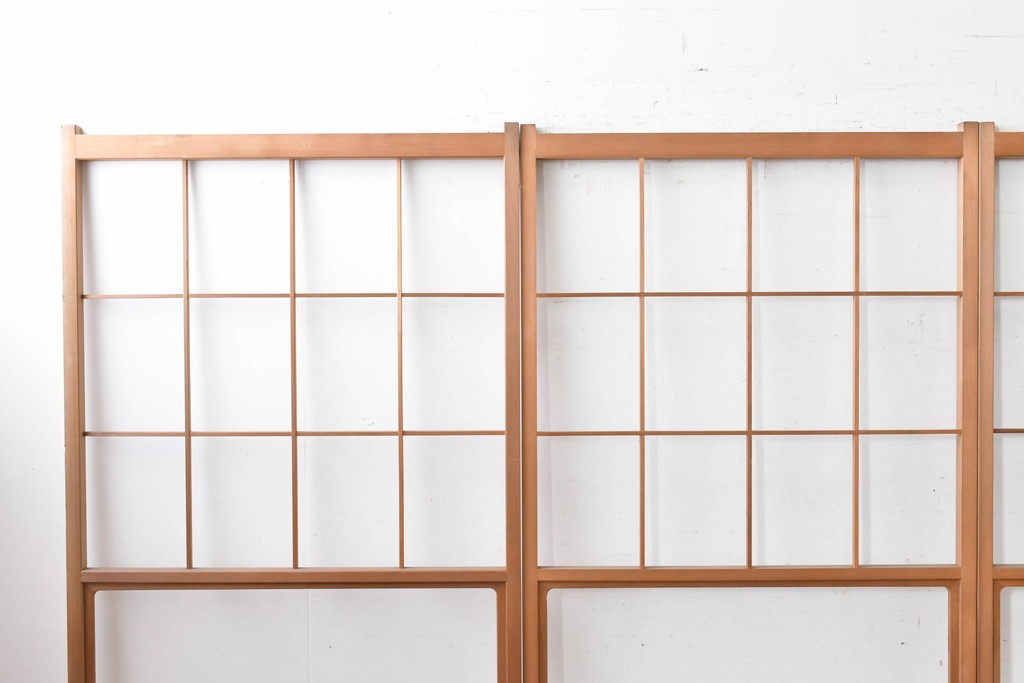 ヴィンテージ建具　昭和後期　上品な桟組みが引き立つ雪見障子戸4枚セット　(R-086569)