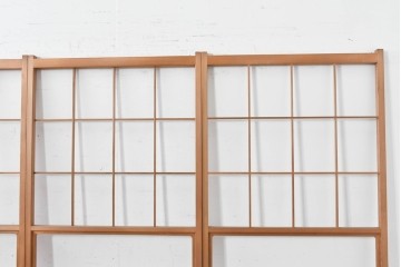 ヴィンテージ建具　昭和後期　上品な桟組みが引き立つ雪見障子戸4枚セット　(R-086569)
