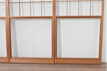 ヴィンテージ建具　昭和後期　上品な桟組みが引き立つ雪見障子戸4枚セット　(R-086569)