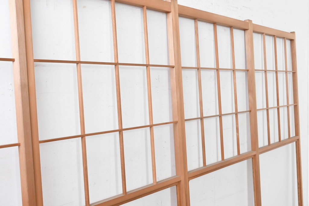 ヴィンテージ建具　昭和後期　上品な桟組みが引き立つ雪見障子戸4枚セット　(R-086569)