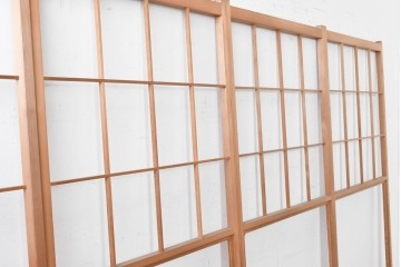 ヴィンテージ建具　昭和後期　上品な桟組みが引き立つ雪見障子戸4枚セット　(R-086569)
