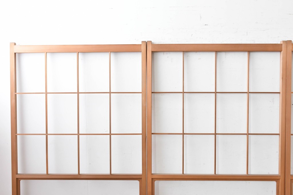 ヴィンテージ建具　昭和後期　上品な桟組みが引き立つ雪見障子戸4枚セット　(R-086569)