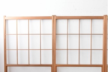 ヴィンテージ建具　昭和後期　上品な桟組みが引き立つ雪見障子戸4枚セット　(R-086569)