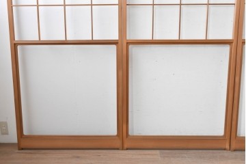 ヴィンテージ建具　昭和後期　上品な桟組みが引き立つ雪見障子戸4枚セット　(R-086569)