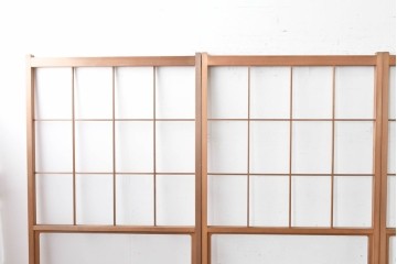 ヴィンテージ建具　昭和後期　上品な桟組みが引き立つ雪見障子戸4枚セット　(R-086570)