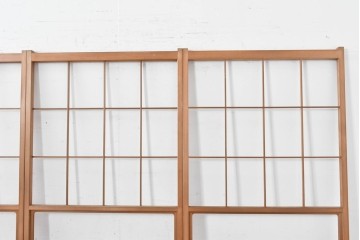 ヴィンテージ建具　昭和後期　上品な桟組みが引き立つ雪見障子戸4枚セット　(R-086570)