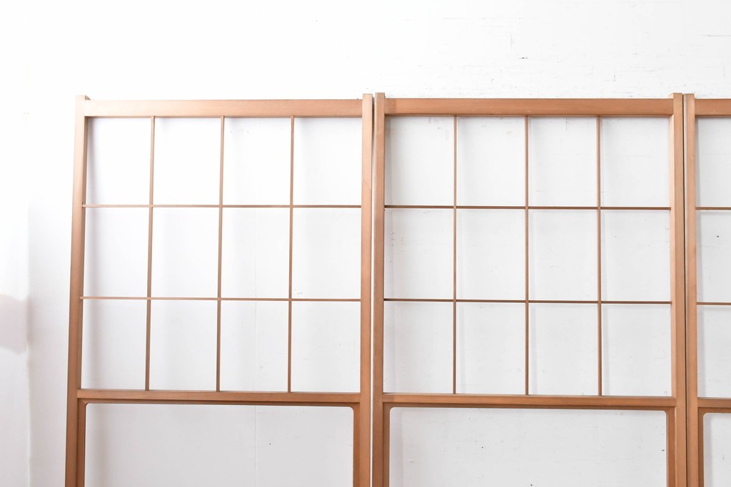 ヴィンテージ建具　昭和後期　上品な桟組みが引き立つ雪見障子戸4枚セット　(R-086570)