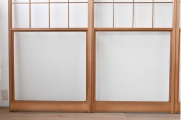 ヴィンテージ建具　昭和後期　上品な桟組みが引き立つ雪見障子戸4枚セット　(R-086570)