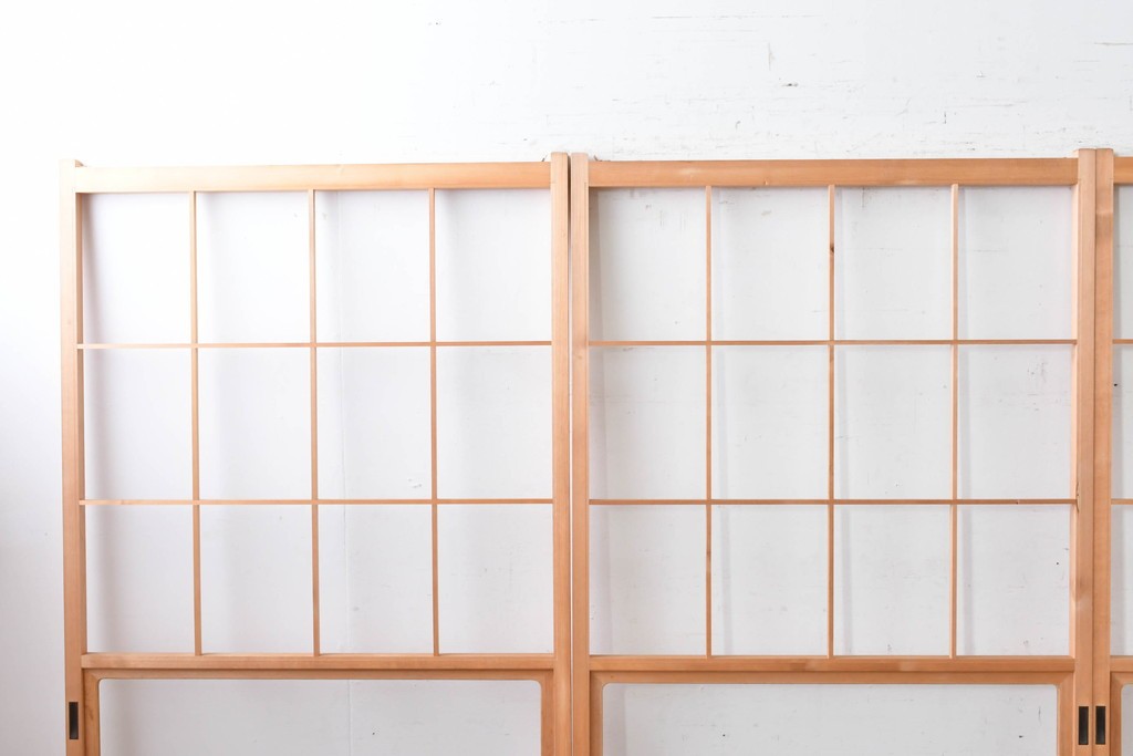 ヴィンテージ建具　昭和後期　上品な桟組みが引き立つ雪見障子戸4枚セット　(R-086571)