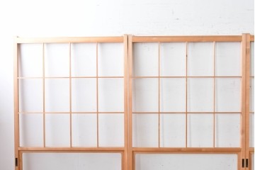 ヴィンテージ建具　昭和後期　上品な桟組みが引き立つ雪見障子戸4枚セット　(R-086571)