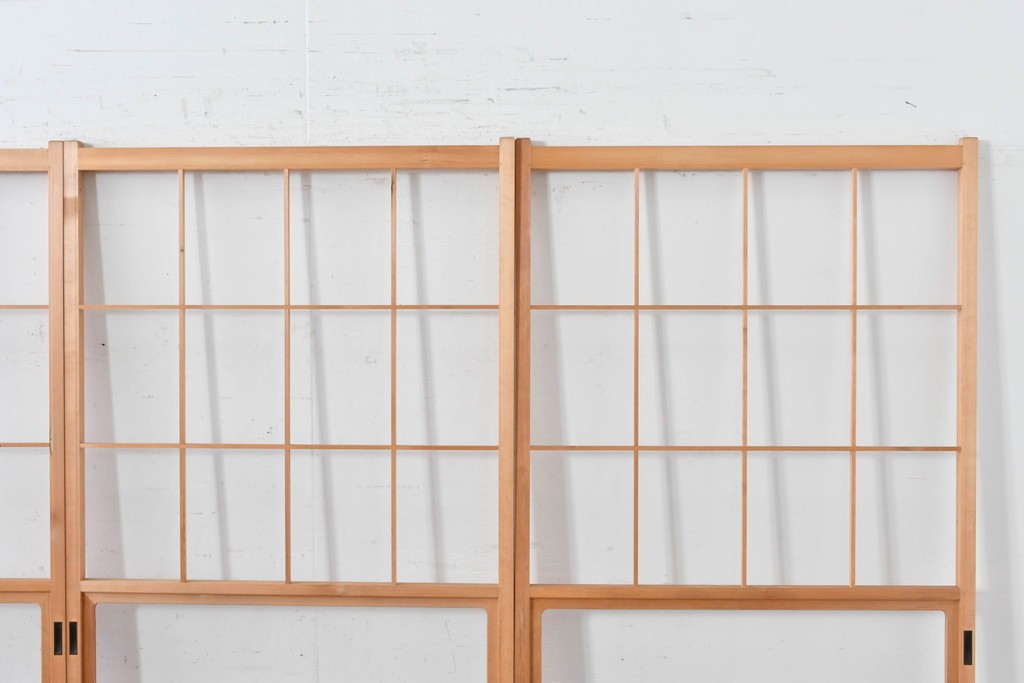 ヴィンテージ建具　昭和後期　上品な桟組みが引き立つ雪見障子戸4枚セット　(R-086571)