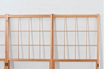 ヴィンテージ建具　昭和後期　上品な桟組みが引き立つ雪見障子戸4枚セット　(R-086571)