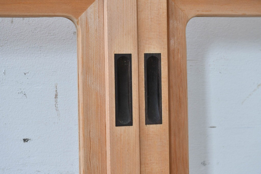 ヴィンテージ建具　昭和後期　上品な桟組みが引き立つ雪見障子戸4枚セット　(R-086571)