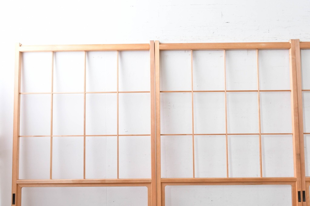 ヴィンテージ建具　昭和後期　上品な桟組みが引き立つ雪見障子戸4枚セット　(R-086571)