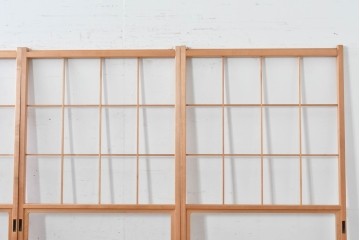 ヴィンテージ建具　昭和後期　上品な桟組みが引き立つ雪見障子戸4枚セット　(R-086571)