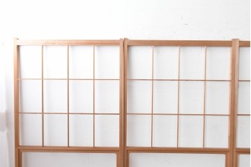ヴィンテージ建具　昭和後期　秋田杉　温かみのある木味が魅力の雪見障子戸4枚セット　(R-086572)