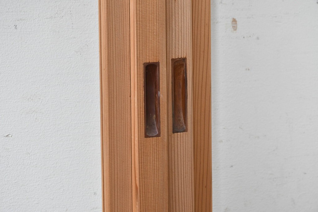 ヴィンテージ建具　昭和後期　秋田杉　温かみのある木味が魅力の雪見障子戸4枚セット　(R-086572)