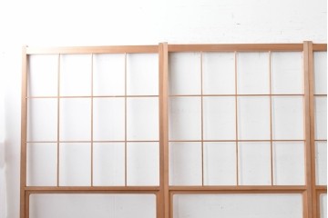 ヴィンテージ建具　昭和後期　秋田杉　温かみのある木味が魅力の雪見障子戸4枚セット　(R-086572)