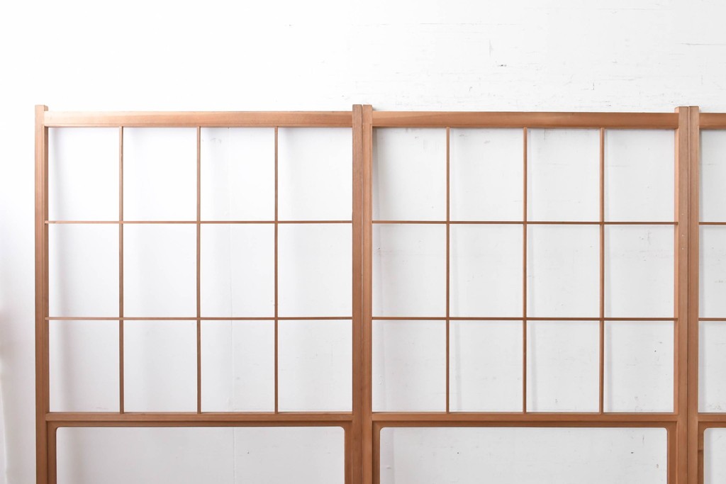 ヴィンテージ建具　昭和後期　秋田杉　温かみのある木味が魅力の雪見障子戸4枚セット　(R-086573)