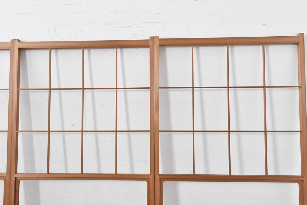 ヴィンテージ建具　昭和後期　秋田杉　温かみのある木味が魅力の雪見障子戸4枚セット　(R-086573)