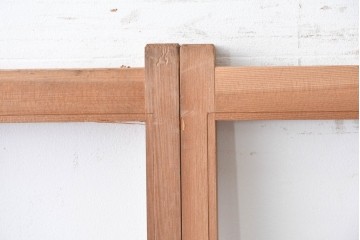 ヴィンテージ建具　昭和後期　秋田杉　温かみのある木味が魅力の雪見障子戸4枚セット　(R-086573)