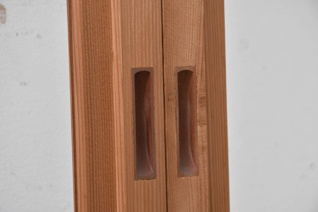 ヴィンテージ建具　昭和後期　秋田杉　温かみのある木味が魅力の雪見障子戸4枚セット　(R-086573)