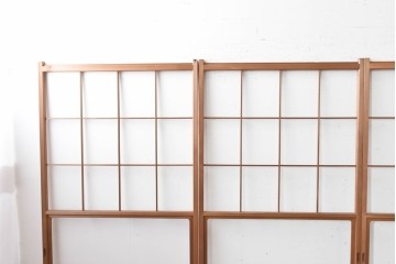ヴィンテージ建具　昭和後期　秋田杉　温かみのある木味が魅力の雪見障子戸4枚セット　(R-086573)