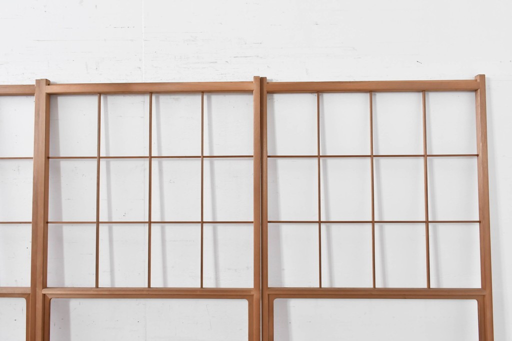 ヴィンテージ建具　昭和後期　秋田杉　温かみのある木味が魅力の雪見障子戸4枚セット　(R-086573)