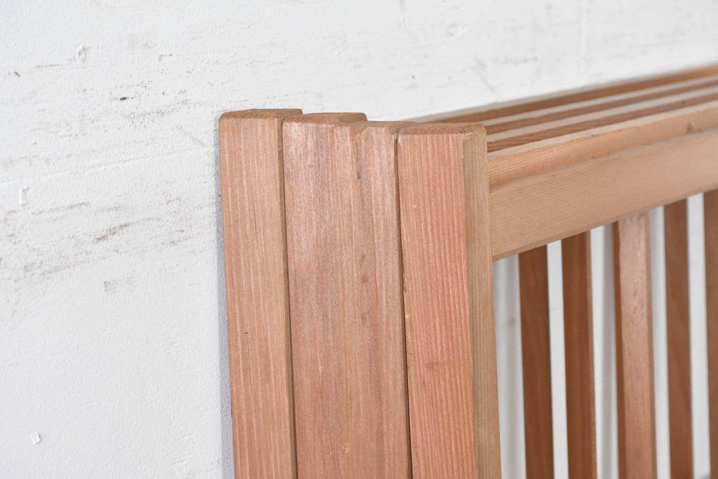 ヴィンテージ建具　昭和後期　秋田杉　温かみのある木味が魅力の雪見障子戸4枚セット　(R-086573)