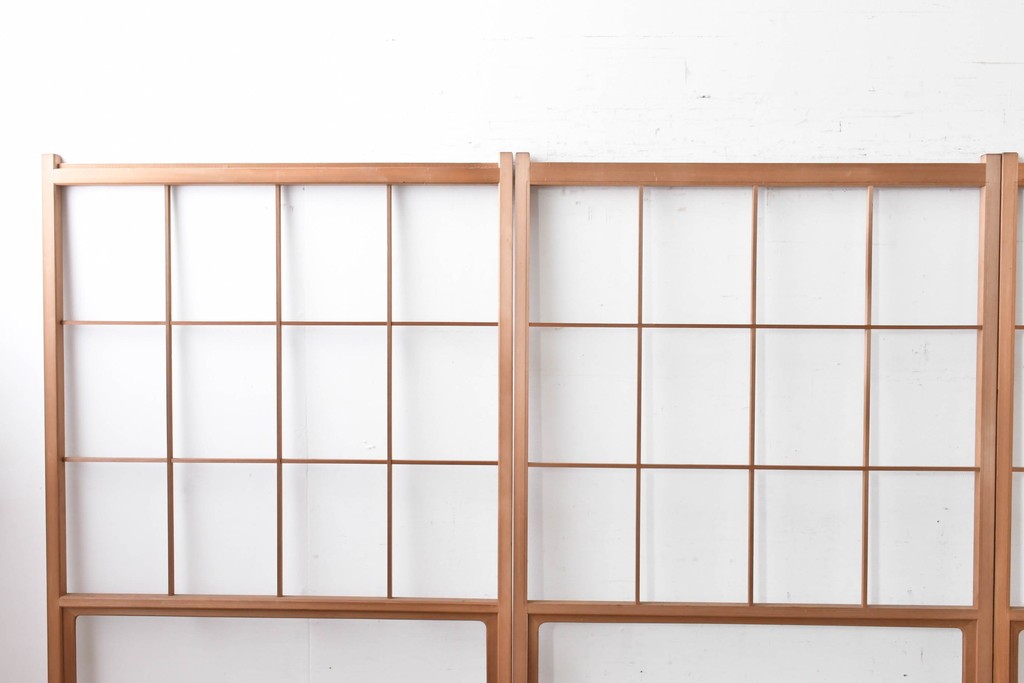 ヴィンテージ建具　昭和後期　秋田杉　温かみのある木味が魅力の雪見障子戸4枚セット　(R-086574)