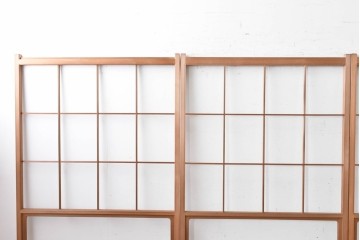ヴィンテージ建具　昭和後期　秋田杉　温かみのある木味が魅力の雪見障子戸4枚セット　(R-086574)