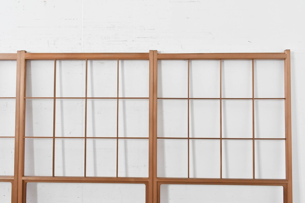 ヴィンテージ建具　昭和後期　秋田杉　温かみのある木味が魅力の雪見障子戸4枚セット　(R-086574)