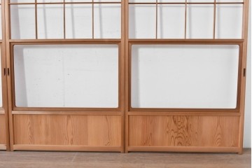 ヴィンテージ建具　昭和後期　秋田杉　温かみのある木味が魅力の雪見障子戸4枚セット　(R-086574)