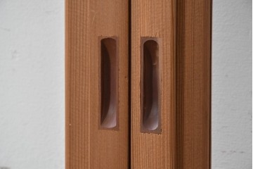 ヴィンテージ建具　昭和後期　秋田杉　温かみのある木味が魅力の雪見障子戸4枚セット　(R-086574)