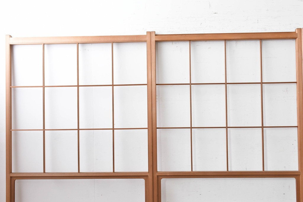 ヴィンテージ建具　昭和後期　秋田杉　温かみのある木味が魅力の雪見障子戸4枚セット　(R-086574)