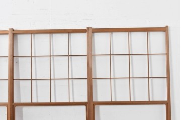 ヴィンテージ建具　昭和後期　秋田杉　温かみのある木味が魅力の雪見障子戸4枚セット　(R-086574)