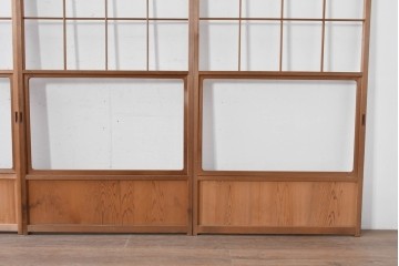 ヴィンテージ建具　昭和後期　秋田杉　温かみのある木味が魅力の雪見障子戸4枚セット　(R-086574)