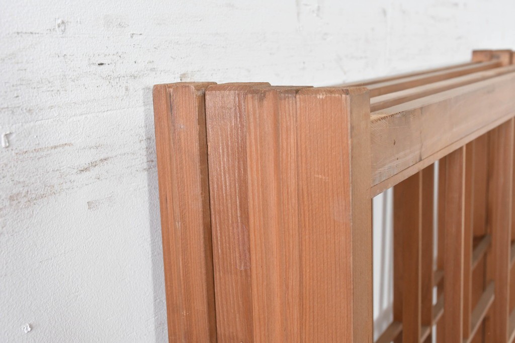 ヴィンテージ建具　昭和後期　秋田杉　温かみのある木味が魅力の雪見障子戸4枚セット　(R-086574)