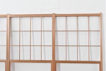 ヴィンテージ建具　昭和後期　秋田杉　温かみのある木味が魅力の雪見障子戸4枚セット　(R-086575)